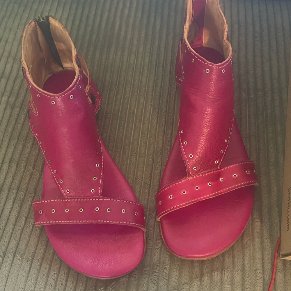 Bed Stu Pink Sandals with Metal Studs